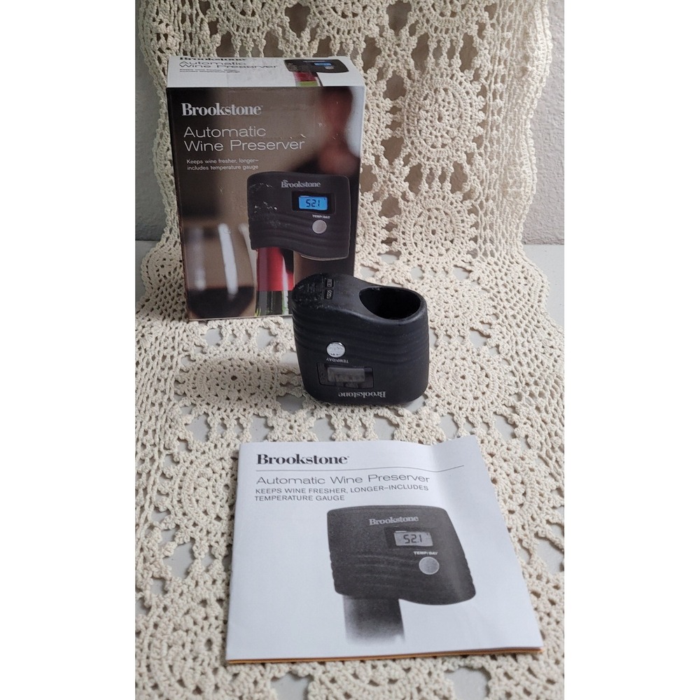 Brookstone Automatic Wine Preserver with Temperature Gauge Keeps Wine Fresh
